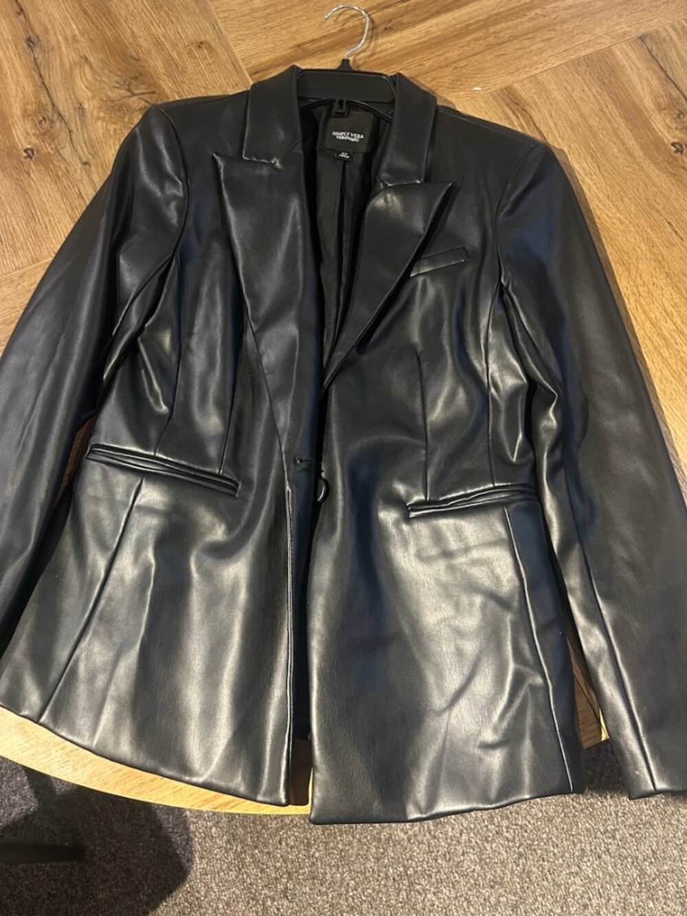 Faux Leather Blazer XS Vera Wang